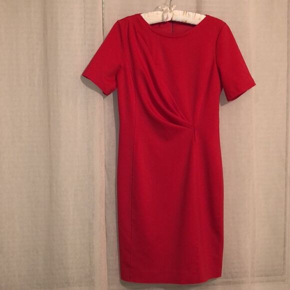Tahari 10 Sheath Front Crepe Diagonal Zipper Short Sleeve Dress - Picture 1 of 16
